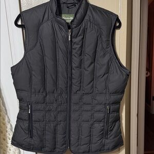 Eddie Bauer DOWN Goose Down Insulation Black Quilted Vest Large